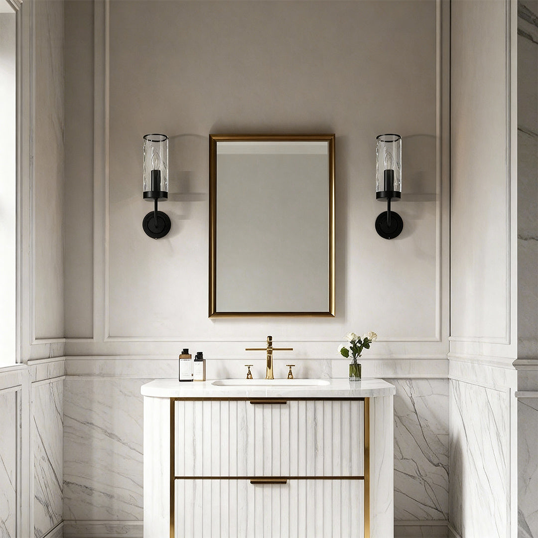 Modern Minimalist Copper Wall Sconce with Clear Glass Shade