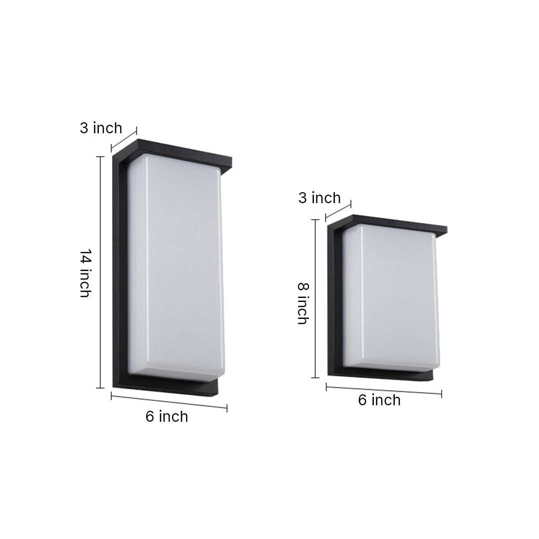 Modern Rectangular LED Outdoor Wall Sconce, Matte Black Aluminum, IP65 Waterproof