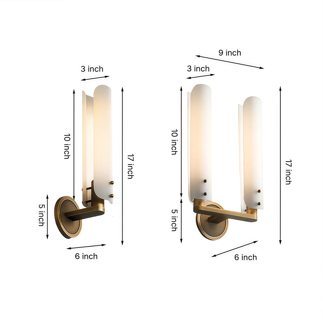 Art Deco Glass Wall Sconce in Polished Brass for Modern Interiors