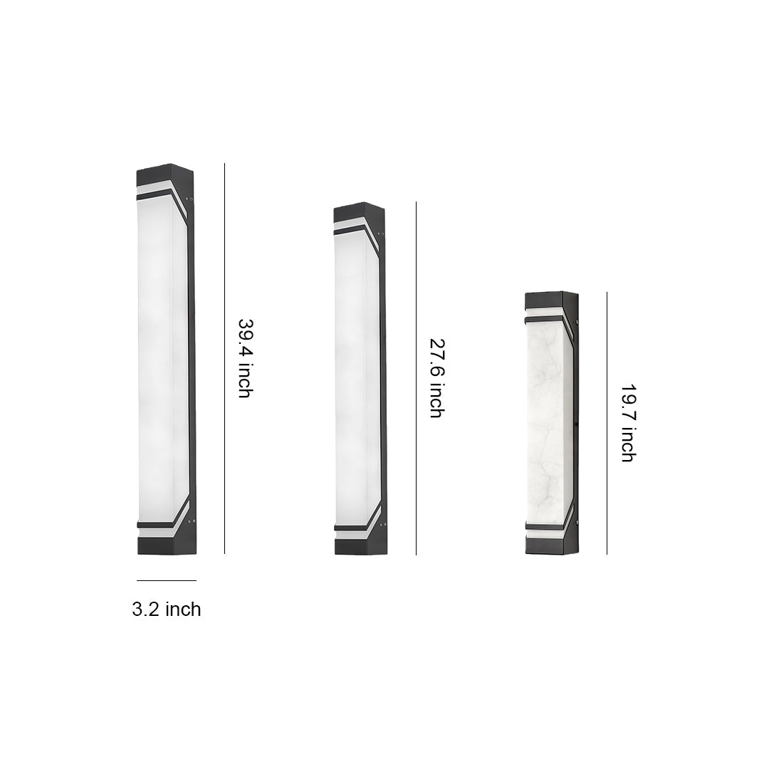 Modern Outdoor Linear Wall Light in Sand Brown Stainless Steel with Marble Shade