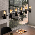 Linear Glass Pendant Chandelier with Adjustable Height, Matte Black