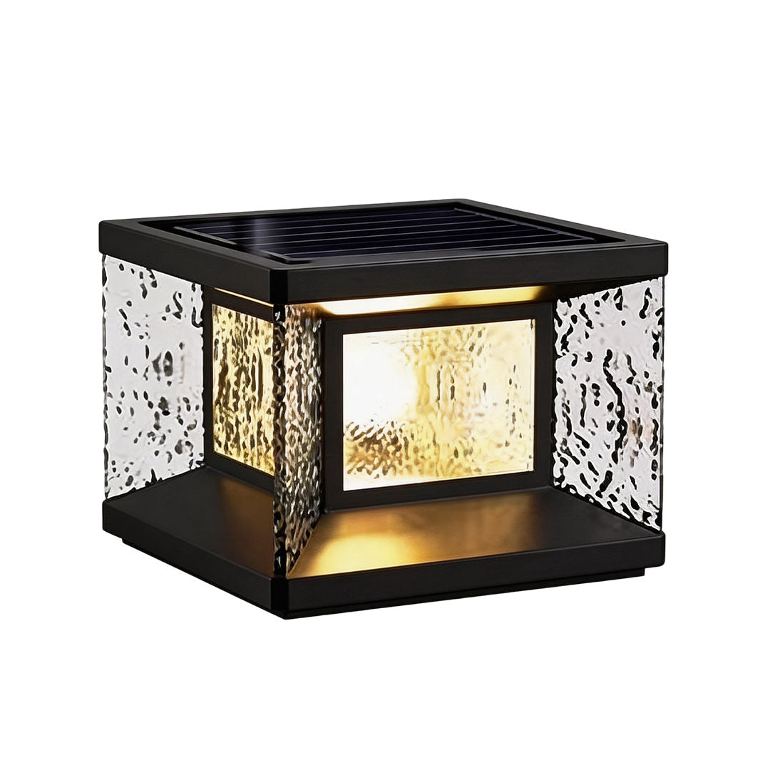 Modern Outdoor Pillar Light in Black Stainless Steel with Clear Glass