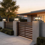 Modern Outdoor Pillar Light in Black Stainless Steel with Clear Glass
