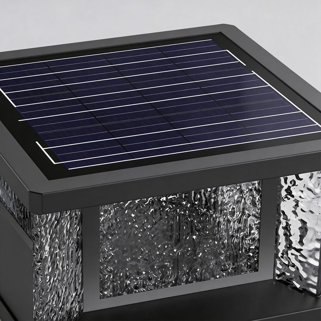 Modern Outdoor Pillar Light in Black Stainless Steel with Clear Glass