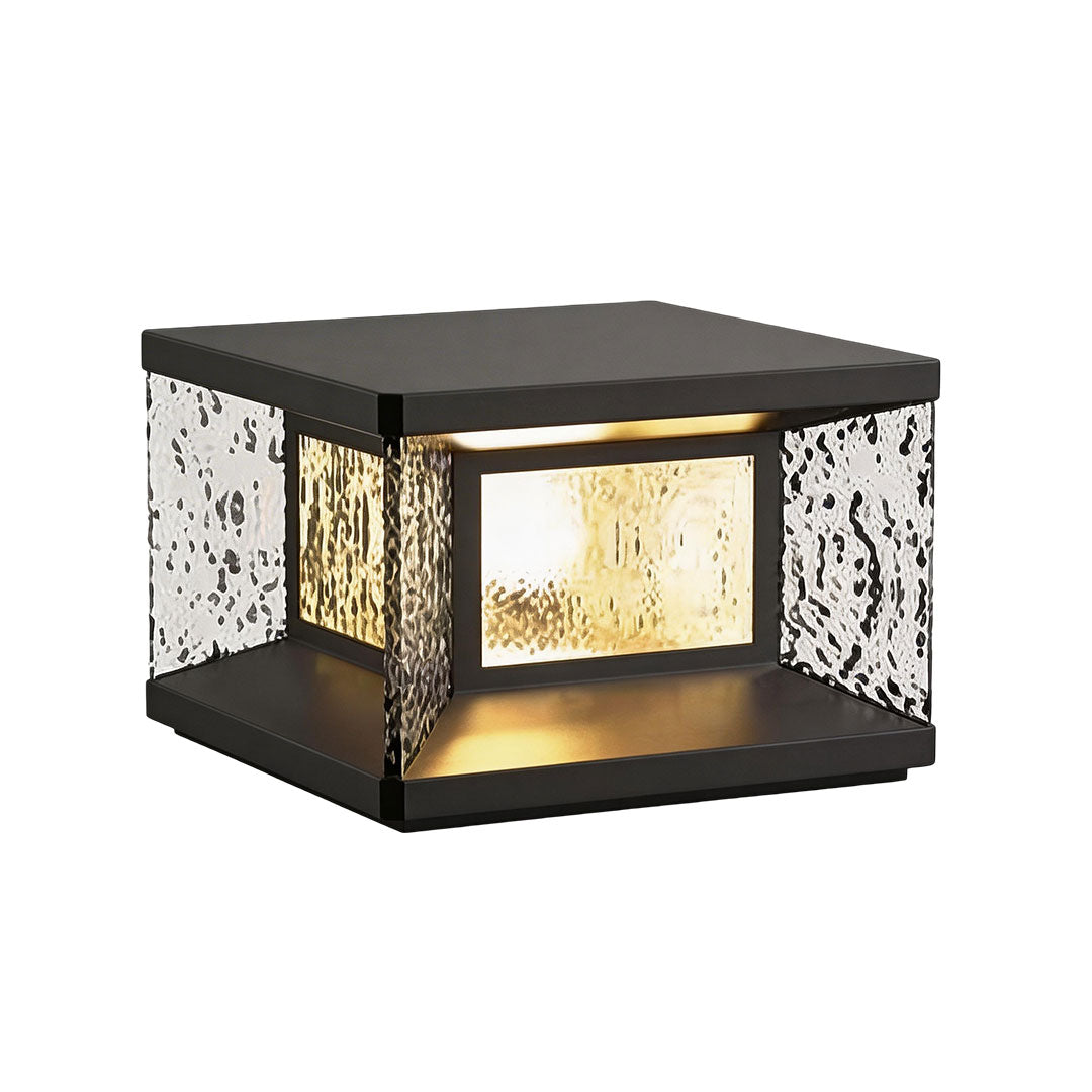Modern Outdoor Pillar Light in Black Stainless Steel with Clear Glass
