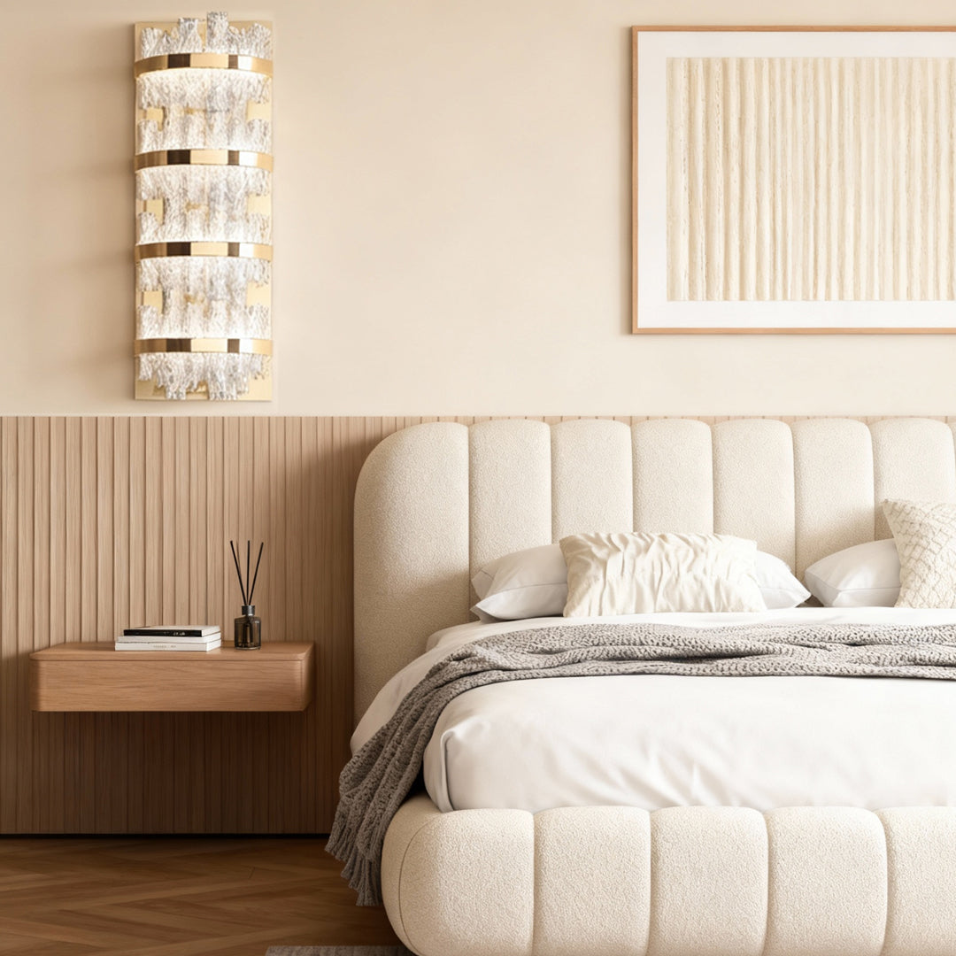 Modern Glass Wall Sconce with Stainless Steel Frame in Gold
