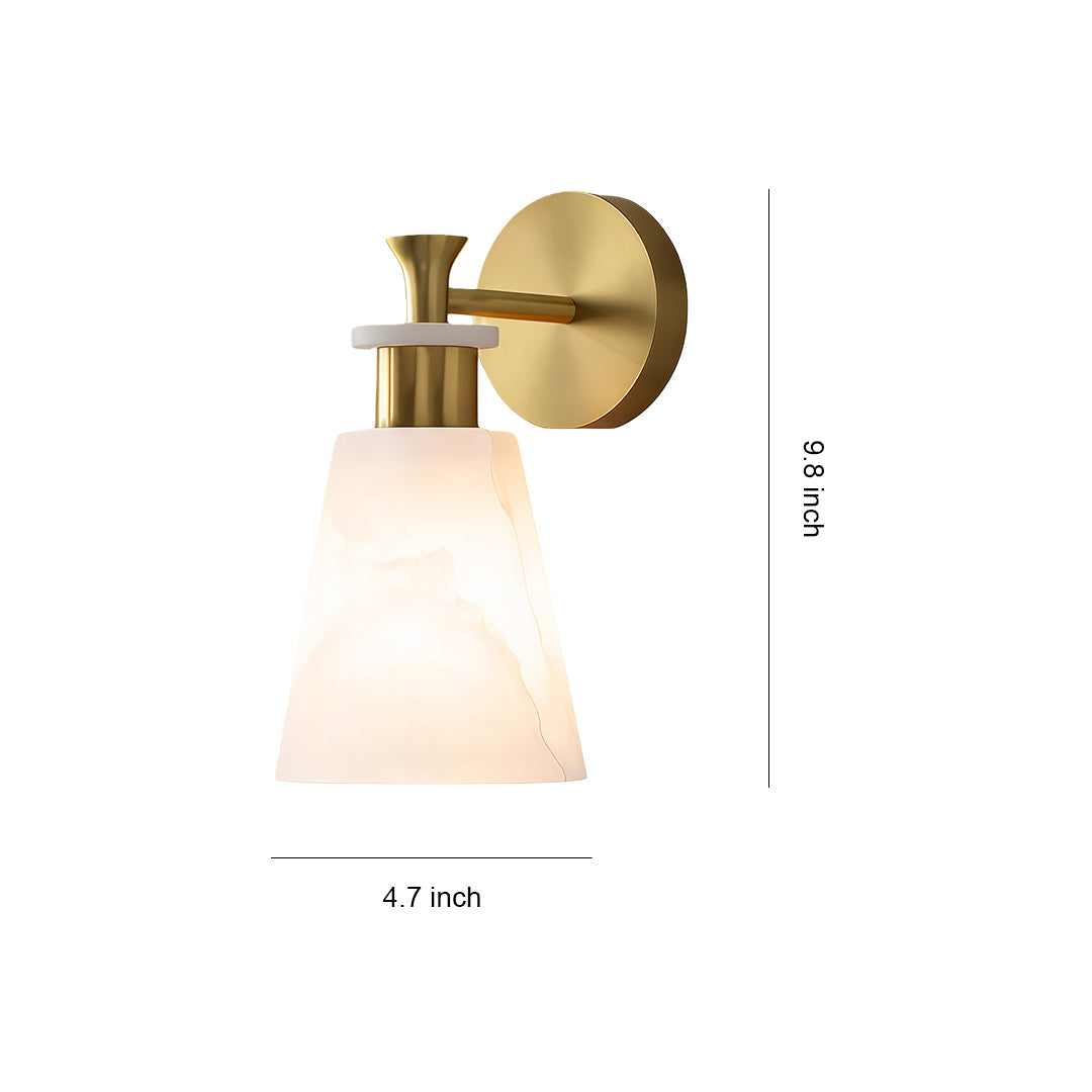Luxury Brass Wall Sconce with Marble Shade, Minimalist LED Lighting for Modern Interiors