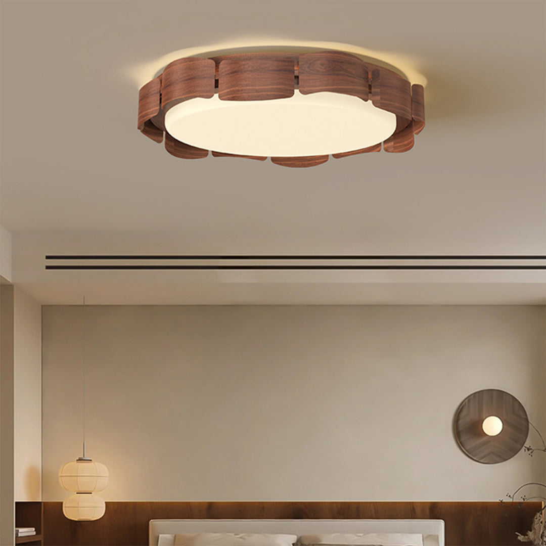Nordic Wood Flush Mount Ceiling Light with Full Spectrum LED