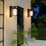 Aurelia Outdoor Wall Lantern Sconce in Black Stainless Steel