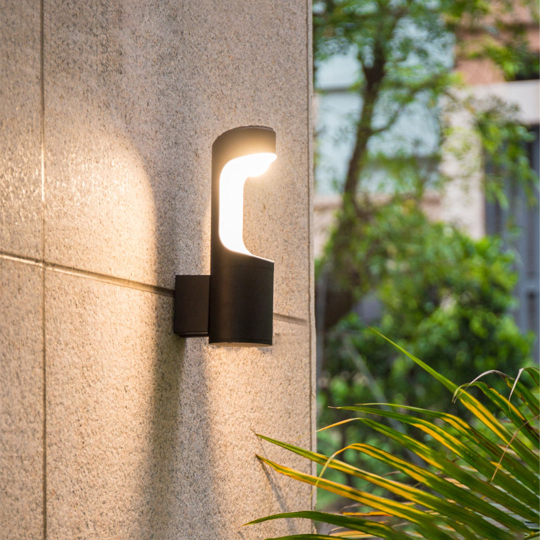 Modern Outdoor Wall Sconce with Adjustable Color Temperature, Black Aluminum
