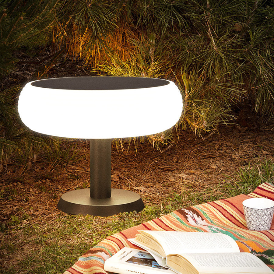 Modern Outdoor Solar Pillar Light with Wavy Shade, IP55 Waterproof