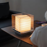 Wabi-Sabi Japanese Paper Table Lamp with Chrome Accent