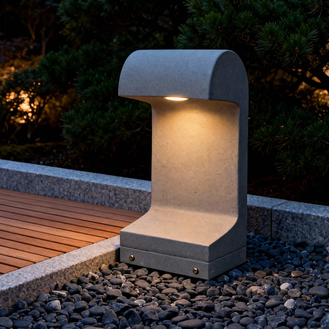 Retro Cement Outdoor Landscape Light with Warm LED Glow