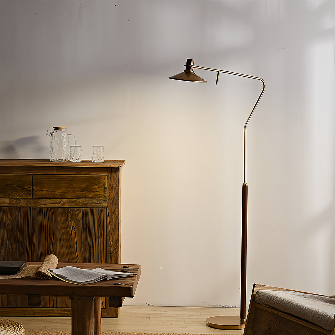 Aurelia Vintage Gold Floor Lamp – Adjustable Mid-Century Reading Light