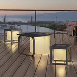 Solar-Powered Floor Lamp with Side Table – Modern Outdoor Lighting