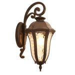 European Outdoor Wall Sconce in Die-Cast Aluminum with Water-Patterned Shade