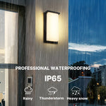 Modern Rectangular LED Outdoor Wall Sconce, Matte Black Aluminum, IP65 Waterproof
