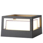 Square Double-Layer LED Pier Mount Post Light in Black for Modern Courtyards