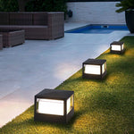 Square Double-Layer LED Pier Mount Post Light in Black for Modern Courtyards