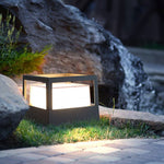 Square Double-Layer LED Pier Mount Post Light in Black for Modern Courtyards