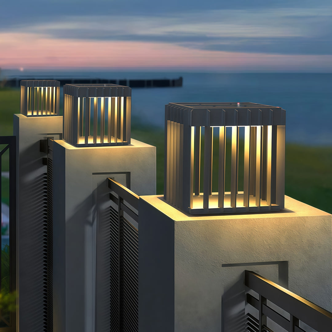 Modern Square Outdoor Pillar Light – Waterproof Stainless Steel LED