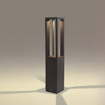 Black Aluminum LED Bollard Landscape Light – 4-Beam Garden Path Lamp