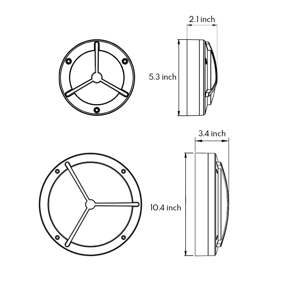 Minimalist Round Outdoor Wall Sconce with Trisection Design, IP65 Waterproof Aluminum LED Light