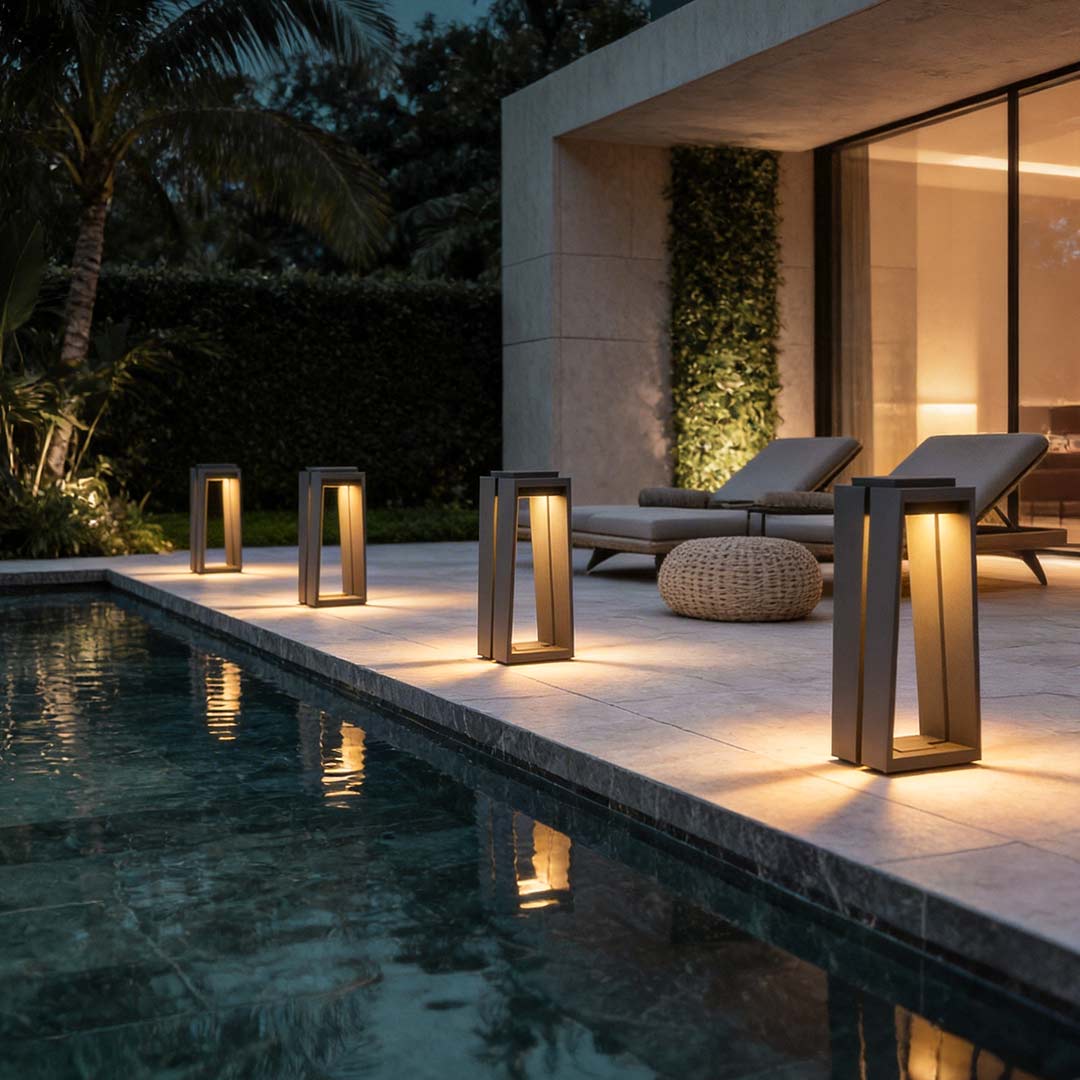 Minimalist Trapezoid Solar Bollard Lights for Modern Outdoor Spaces