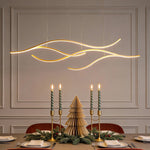 Wavy LED Pendant Light with Adjustable Height in Metallic Finishes