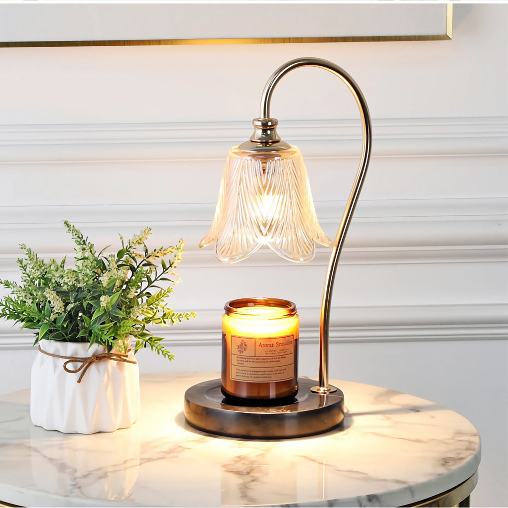 Aromatherapy Wax Melt Table Lamp with Glass Shade, Modern Ambient Lighting