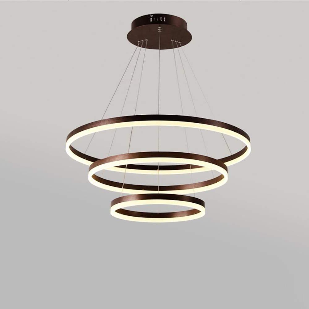 Trio of Illumination: Modern LED Chandelier with Adjustable Rings