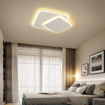 2 Light White Square Led Flush Mount Ceiling Light For Bedroom