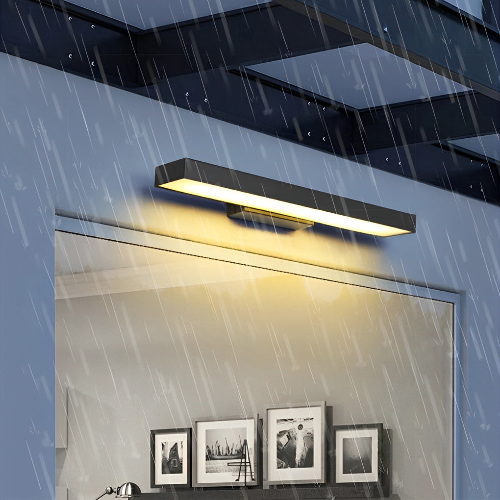 Modern Outdoor Wall Sconce with Motion Sensor in Matte Black Rectangular Design