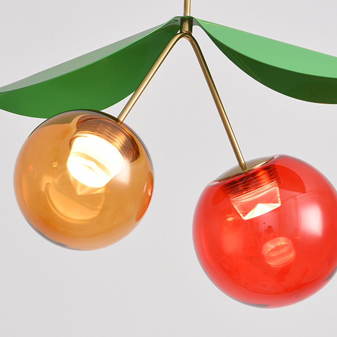 Nordic Cherry Stained Glass LED Table Lamp, Dual-Head Designer Desk Light