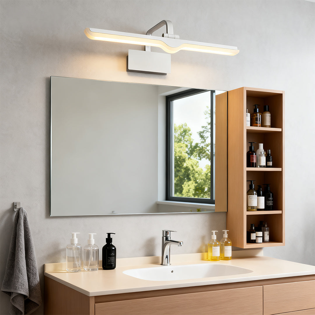 Lumen White LED Vanity Light Bar with Adjustable Heads for Modern Bathrooms