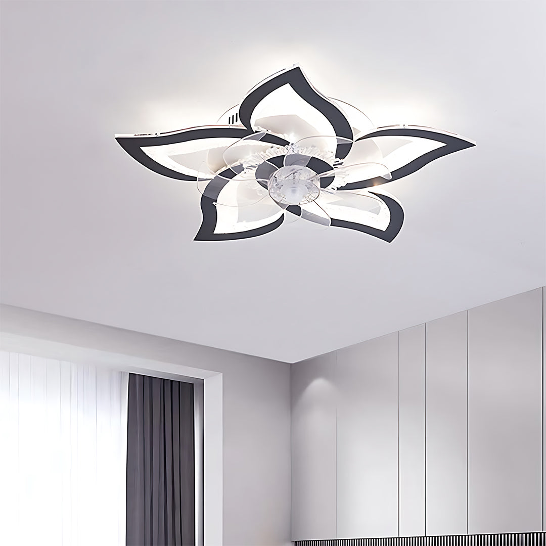 Modern White Ceiling Fan with Dimmable LED Light and Remote Control
