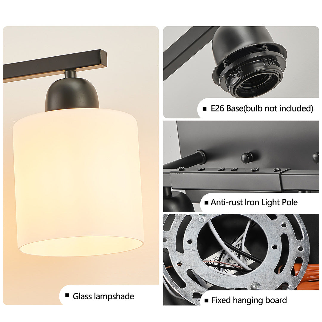 Modern Minimalist Vanity Light for Bathroom Mirror with Glass Shades