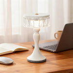 Nordic Minimalist Forged Iron Table Lamp with Acrylic Shade, Dimmable LED