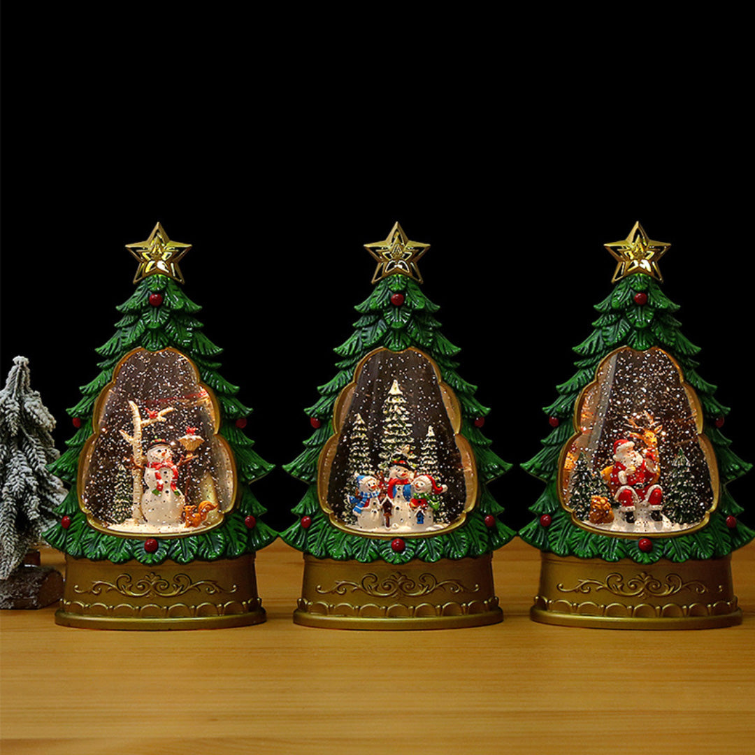 Nordic Christmas Tree Table Lamp with Music Box and Snowfall Effect