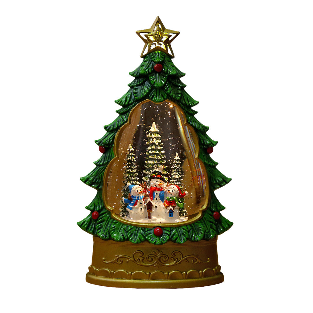 Nordic Christmas Tree Table Lamp with Music Box and Snowfall Effect