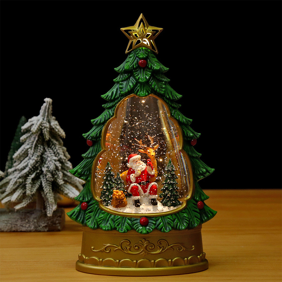 Nordic Christmas Tree Table Lamp with Music Box and Snowfall Effect