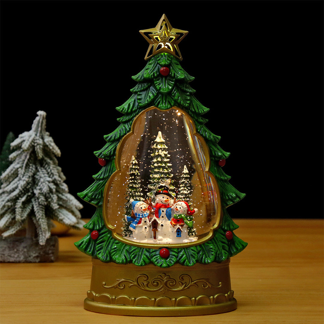 Nordic Christmas Tree Table Lamp with Music Box and Snowfall Effect