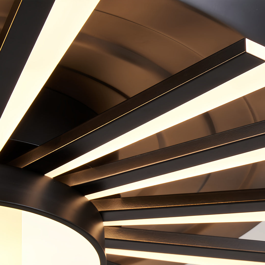 Modern Multi-Head Ceiling Fan with Integrated LED Light in Black or Gold