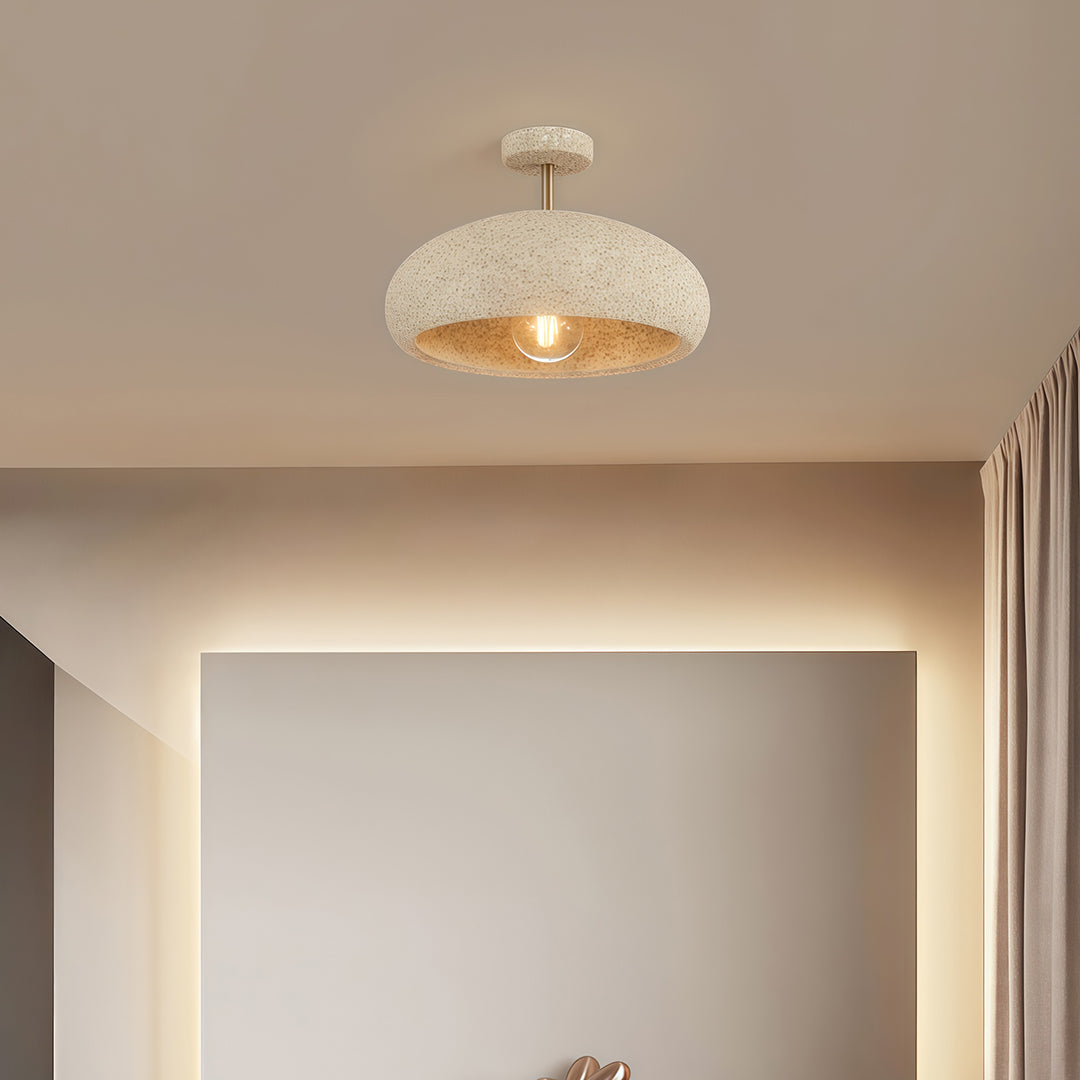 Semi Flush Ceiling Light in White, Yellow, or Red – Wabi-Sabi Japanese Style LED Ceiling Lamp for Zen Interiors
