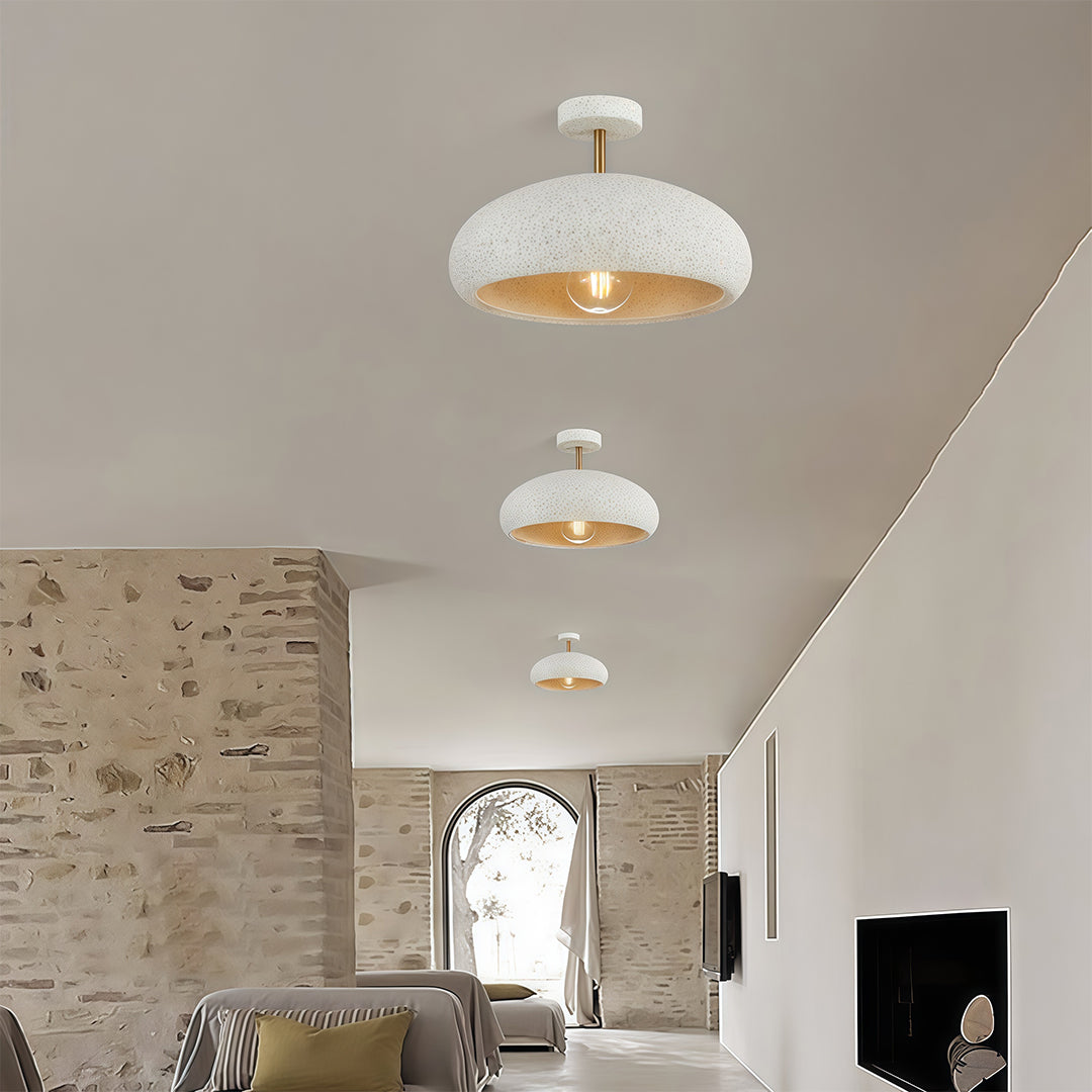 Semi Flush Ceiling Light in White, Yellow, or Red – Wabi-Sabi Japanese Style LED Ceiling Lamp for Zen Interiors