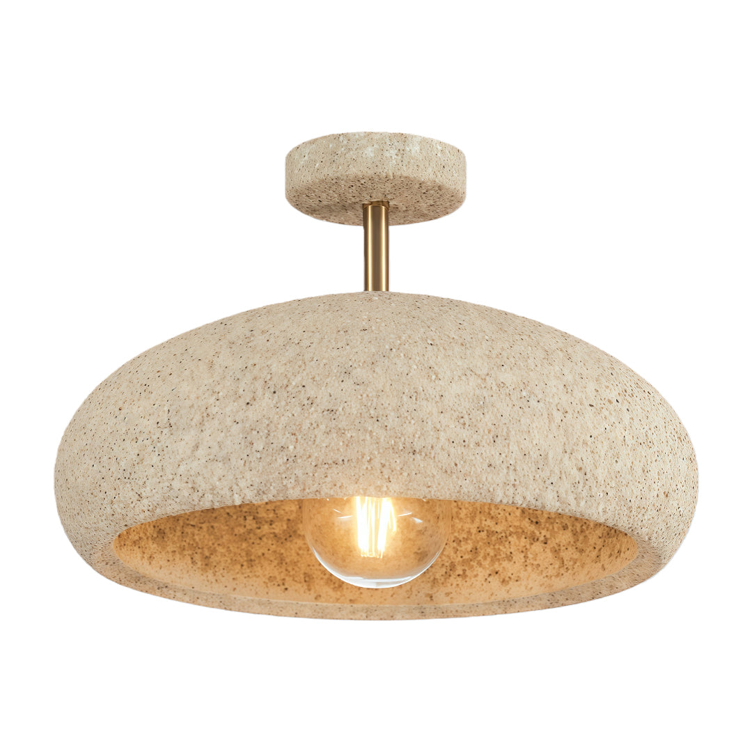 Semi Flush Ceiling Light in White, Yellow, or Red – Wabi-Sabi Japanese Style LED Ceiling Lamp for Zen Interiors