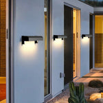 Modern Outdoor Wall Sconce with Black Stainless Steel and Warm LED Light