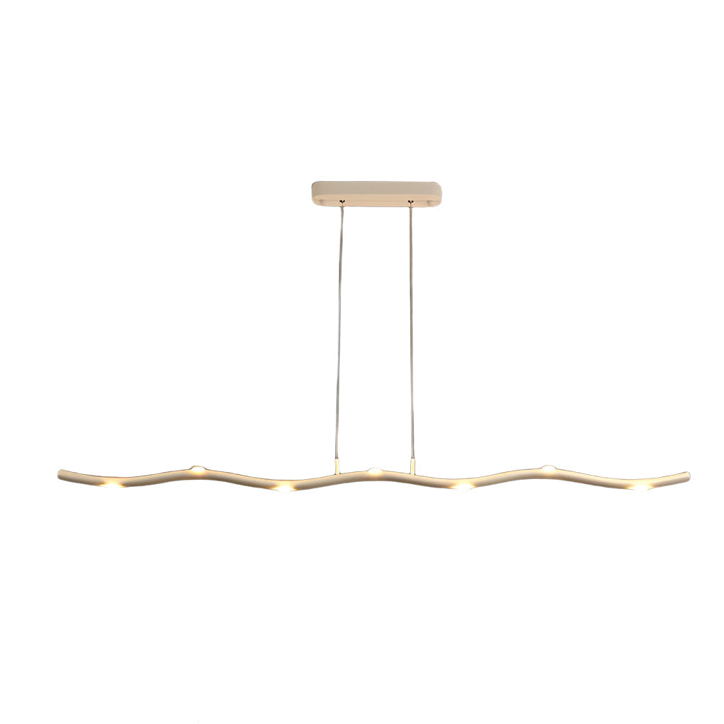 White Wave Linear LED Pendant Light for Modern Dining Rooms