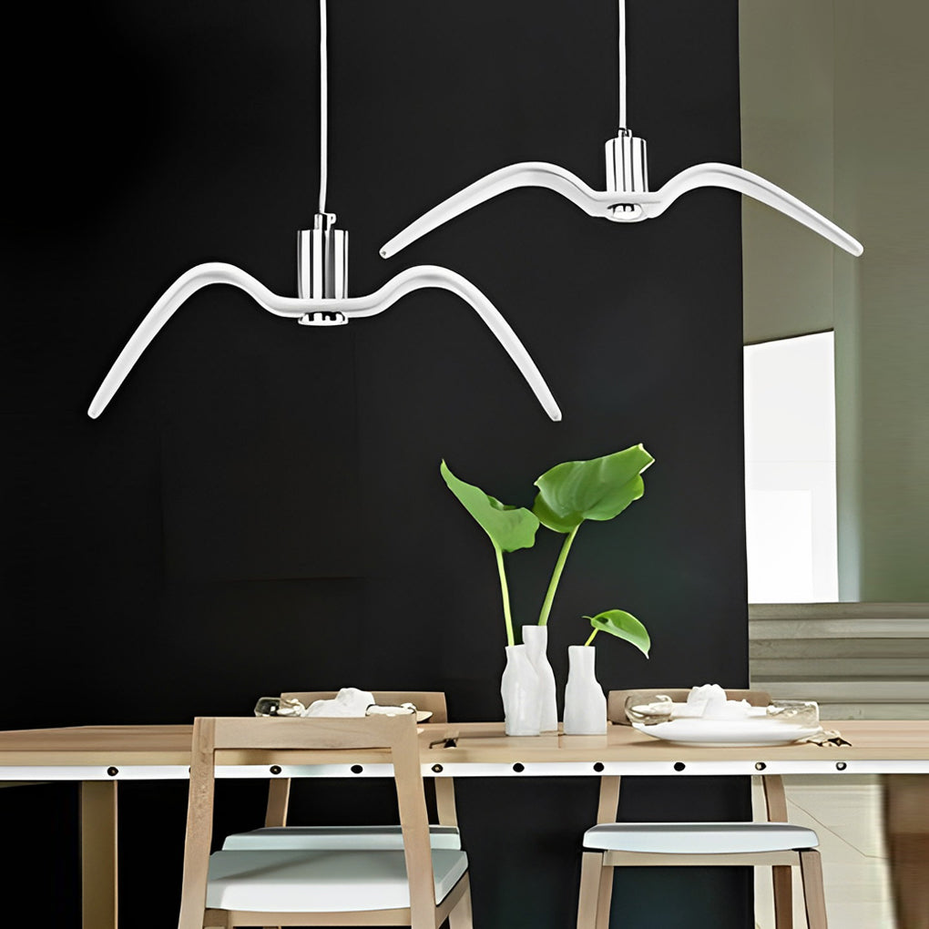 Wing Pendant Light Modern Seagull LED Metal Hanging Lamp