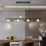 6 8 Light Black Island Horizontal Suspension Linear Pendant Light